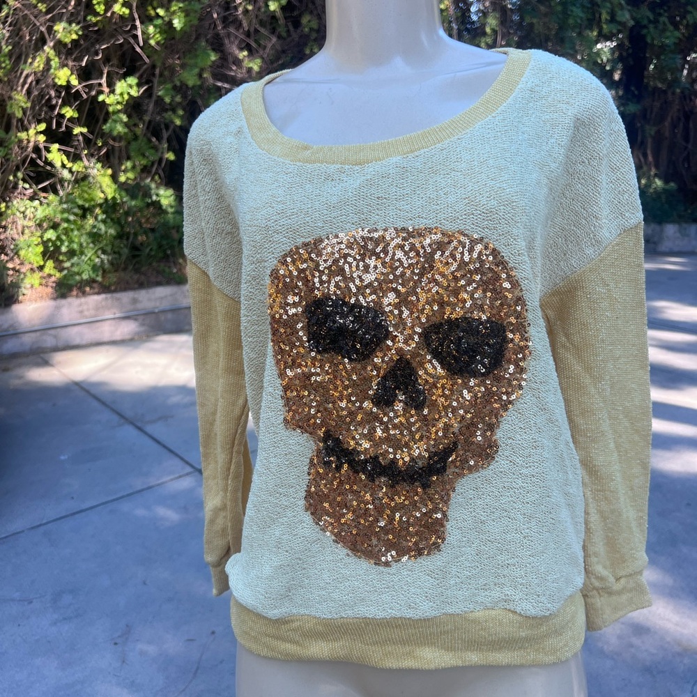 Sequin Skull Sweatshirt - Gold and Black The Classic